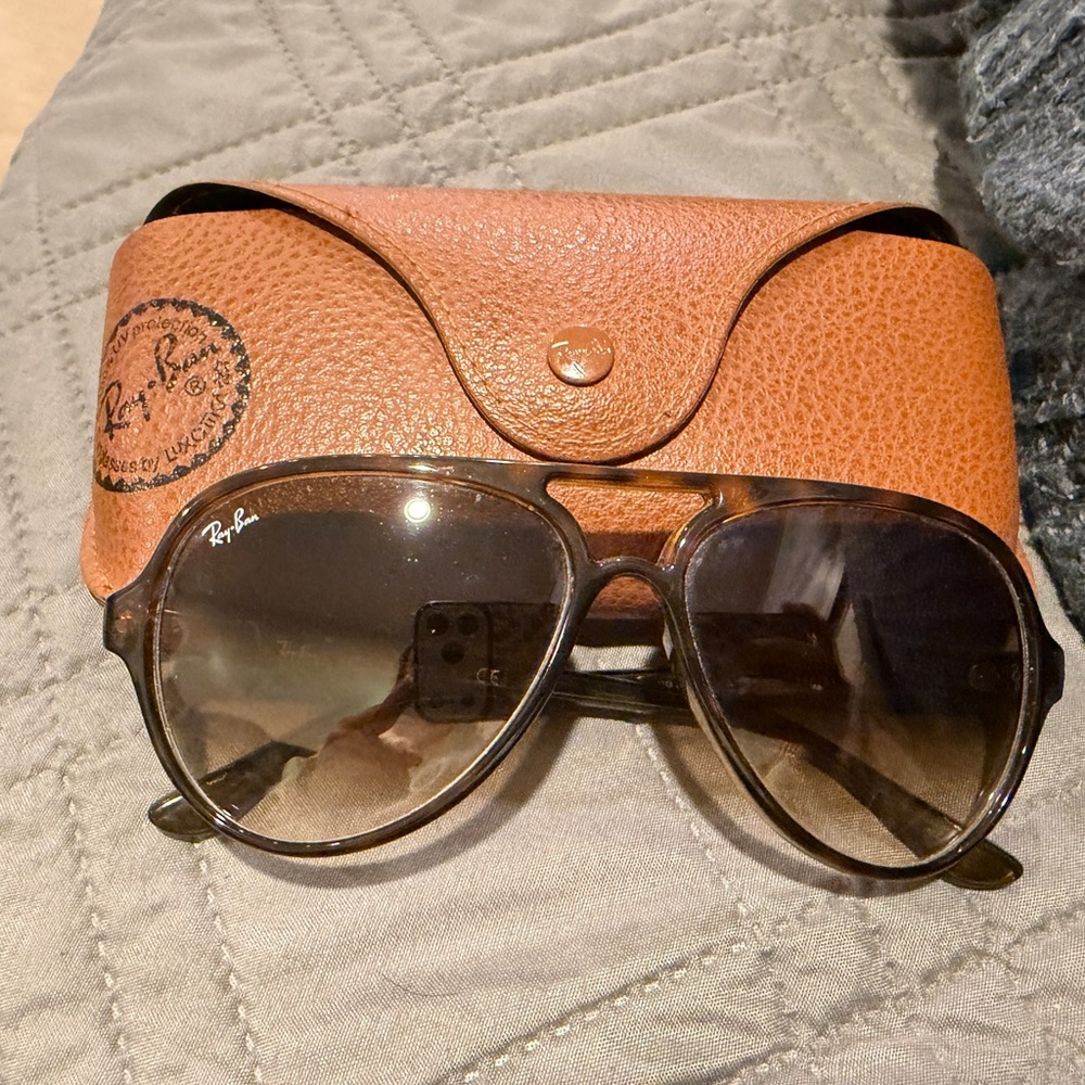 Ray-Ban Translucent Brown Frame Sunglasses with Tan Case